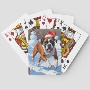 Boxer Weihnachtsfest Schneeszene Spielkarten