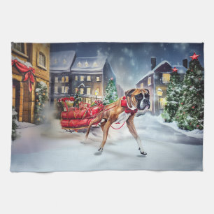 Boxer Weihnachtsfestzeit Geschirrtuch