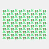 Boxer Weihnachtshund & Green Bow 3 Farbe Geschenkpapier Set (Vorderseite 3)