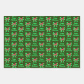 Boxer Weihnachtshund & Green Bow 3 Farbe Geschenkpapier Set (Vorderseite 2)