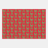 Boxer Weihnachtshund & Green Bow 3 Farbe Geschenkpapier Set (Vorderseite)