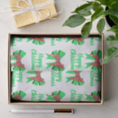 Boxer Weihnachtshund & Grüner Bow White Seidenpapier (Geschenk)