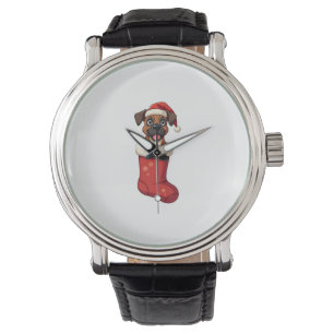 Boxer Weihnachtshund Strumpf Armbanduhr