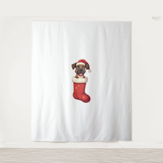 Boxer Weihnachtshund Strumpf Wandteppich (Vorderseite)