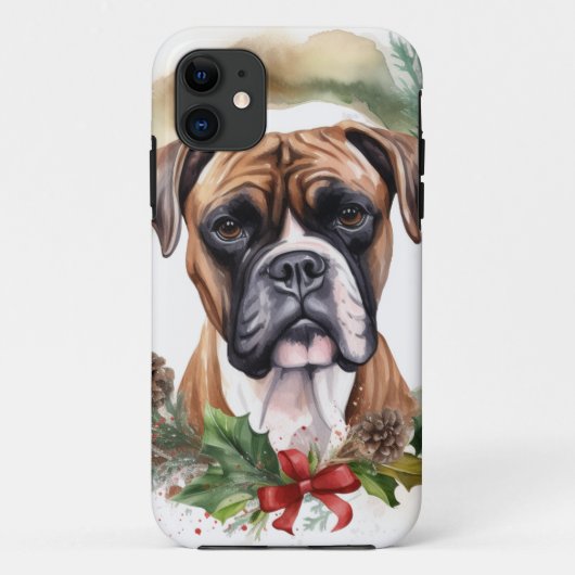 Boxer Weihnachtskranz Festiver Hund Case-Mate iPhone Hülle (Rückseite)