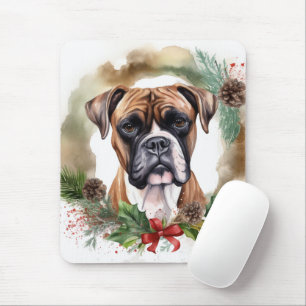 Boxer Weihnachtskranz Festiver Hund Mousepad