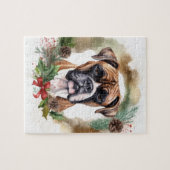 Boxer Weihnachtskranz Festiver Hund Puzzle (Horizontal)