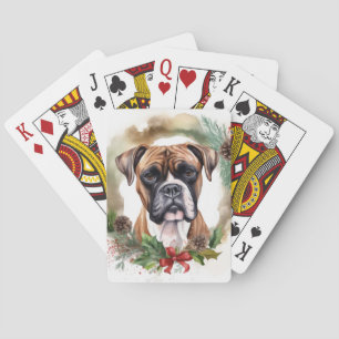 Boxer Weihnachtskranz Festiver Hund Spielkarten