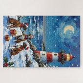 Boxer Weihnachtsleuchtturm Urlaub Puzzle (Horizontal)
