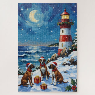Boxer Weihnachtsleuchtturm Urlaub Puzzle