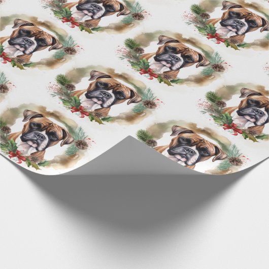 Boxer Weihnachtsmann Geschenkpapier (Ecke)
