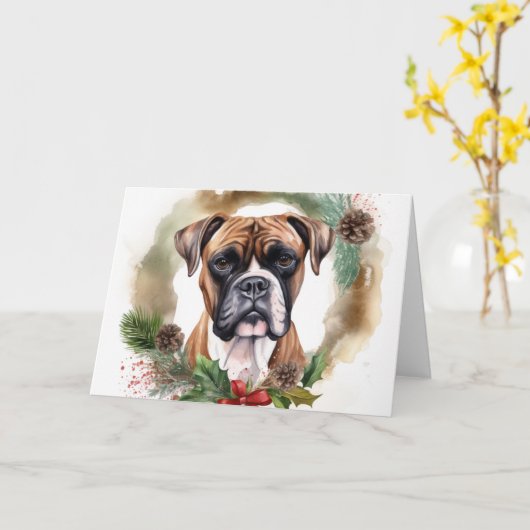 Boxer Weihnachtsmann Karte (Gelbe Blume)