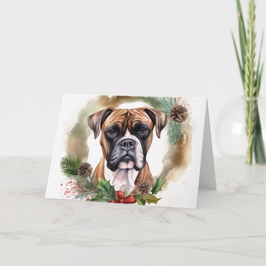Boxer Weihnachtsmann Karte (Vorderseite)