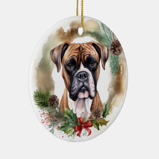 Boxer Weihnachtsmann Keramik Ornament (Rechts)