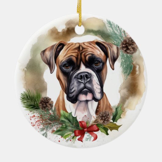 Boxer Weihnachtsmann Keramik Ornament (Hinten)