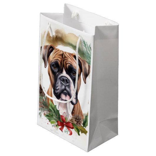 Boxer Weihnachtsmann Kleine Geschenktüte (Rückseite Schrägansicht)