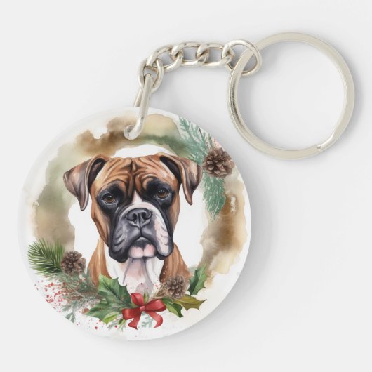 Boxer Weihnachtsmann Schlüsselanhänger (Rückseite)