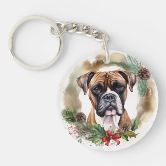 Boxer Weihnachtsmann Schlüsselanhänger (Vorderseite)