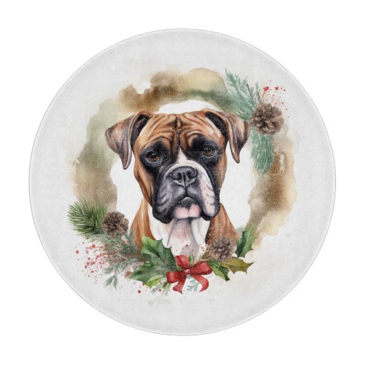 Boxer Weihnachtsmann Schneidebrett (Vorderseite)