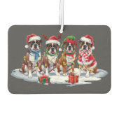 Boxer-Weihnachtsmannmütze will Weihnachtsbeleuchtu Autolufterfrischer (Rückseite)