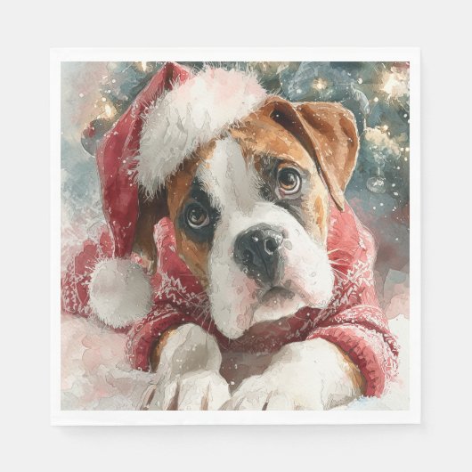 Boxer-Weihnachtspapier-Tischdecke Serviette (Vorderseite)