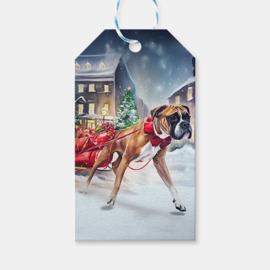 Boxer Weihnachtssaison Geschenkanhänger (Vorderseite)