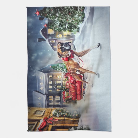 Boxer Weihnachtssaison Geschirrtuch (Vertikal)