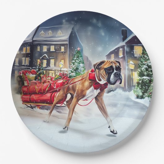 Boxer Weihnachtssaison Pappteller (Vorderseite)