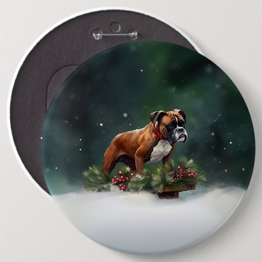 Boxer Weihnachtsschnee Winter Button (Vorne & Hinten)