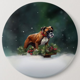 Boxer Weihnachtsschnee Winter Button