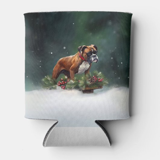 Boxer Weihnachtsschnee Winter Dosenkühler (Vorderseite)