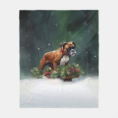 Boxer Weihnachtsschnee Winter Fleecedecke (Vorderseite)
