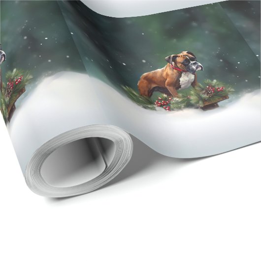 Boxer Weihnachtsschnee Winter Geschenkpapier (Rolleneckpunkt)