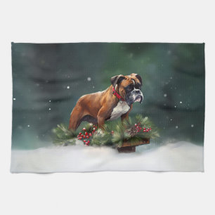 Boxer Weihnachtsschnee Winter Geschirrtuch