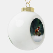 Boxer Weihnachtsschnee Winter Keramik Kugel-Ornament (Links)