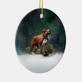 Boxer Weihnachtsschnee Winter Keramik Ornament (Rechts)