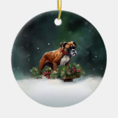Boxer Weihnachtsschnee Winter Keramik Ornament (Vorne)