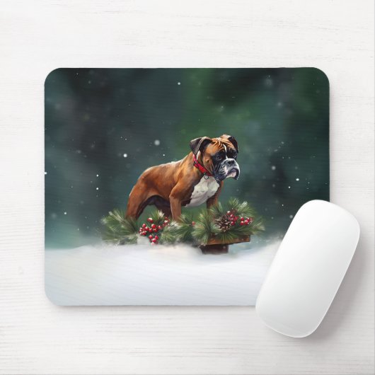 Boxer Weihnachtsschnee Winter Mousepad (Mit Mouse)