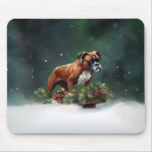 Boxer Weihnachtsschnee Winter Mousepad (Vorne)