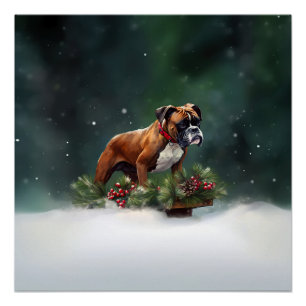 Boxer Weihnachtsschnee Winter Poster