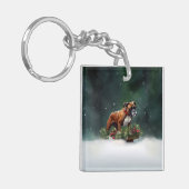 Boxer Weihnachtsschnee Winter Schlüsselanhänger (Vorderseite links)