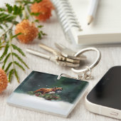 Boxer Weihnachtsschnee Winter Schlüsselanhänger (Vorderseite rechts)