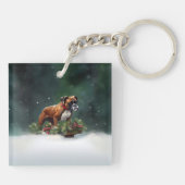 Boxer Weihnachtsschnee Winter Schlüsselanhänger (Rückseite)
