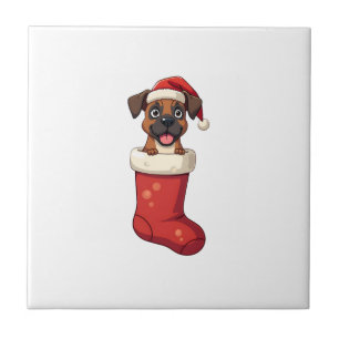 Boxer-Weihnachtsstrumpf Fliese