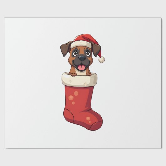 Boxer-Weihnachtsstrumpf Geschenkpapier (Flach)