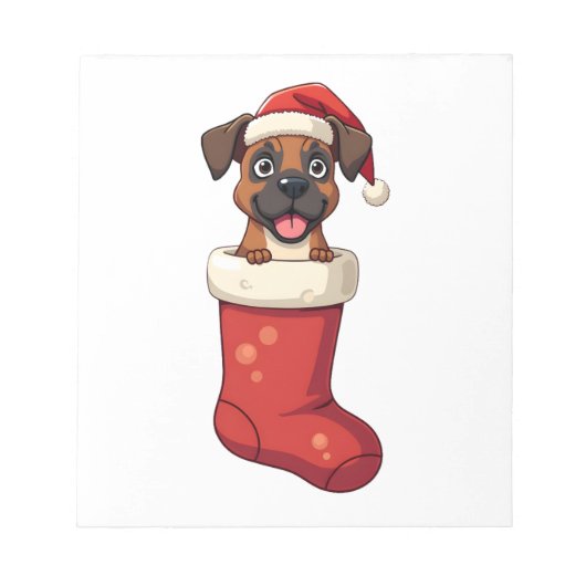 Boxer-Weihnachtsstrumpf Notizblock (Vorderseite)