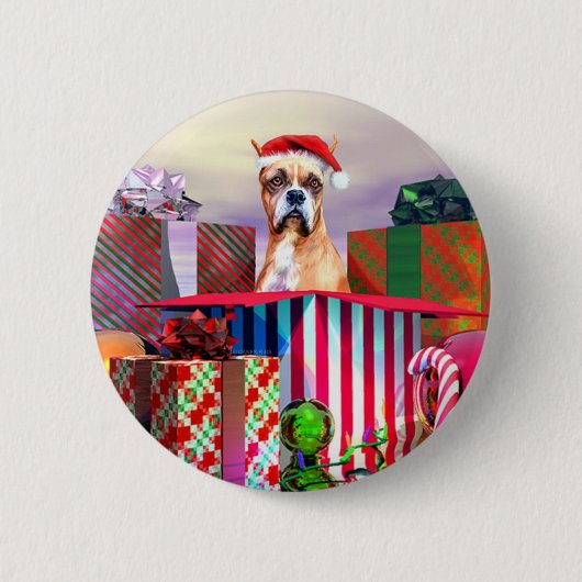 Boxer Weihnachtsüberraschung Button (Vorderseite)