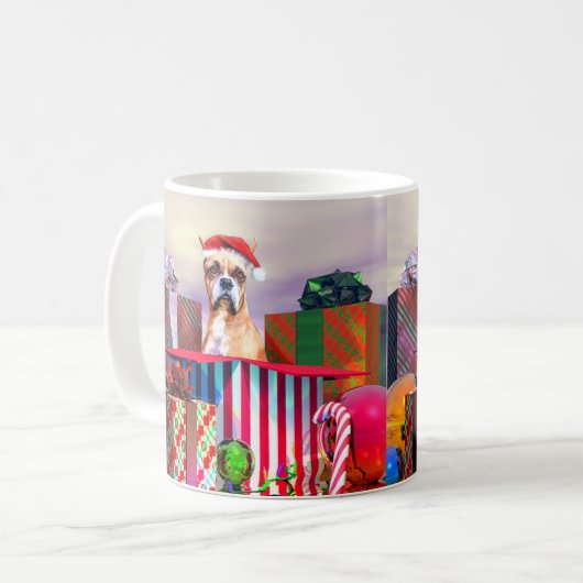 Boxer Weihnachtsüberraschung Kaffeetasse (Vorderseite Links)