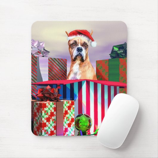 Boxer Weihnachtsüberraschung Mousepad (Mit Mouse)