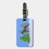 Boxer Weihnachtswald Gepäckanhänger (Vorderseite vertikal)
